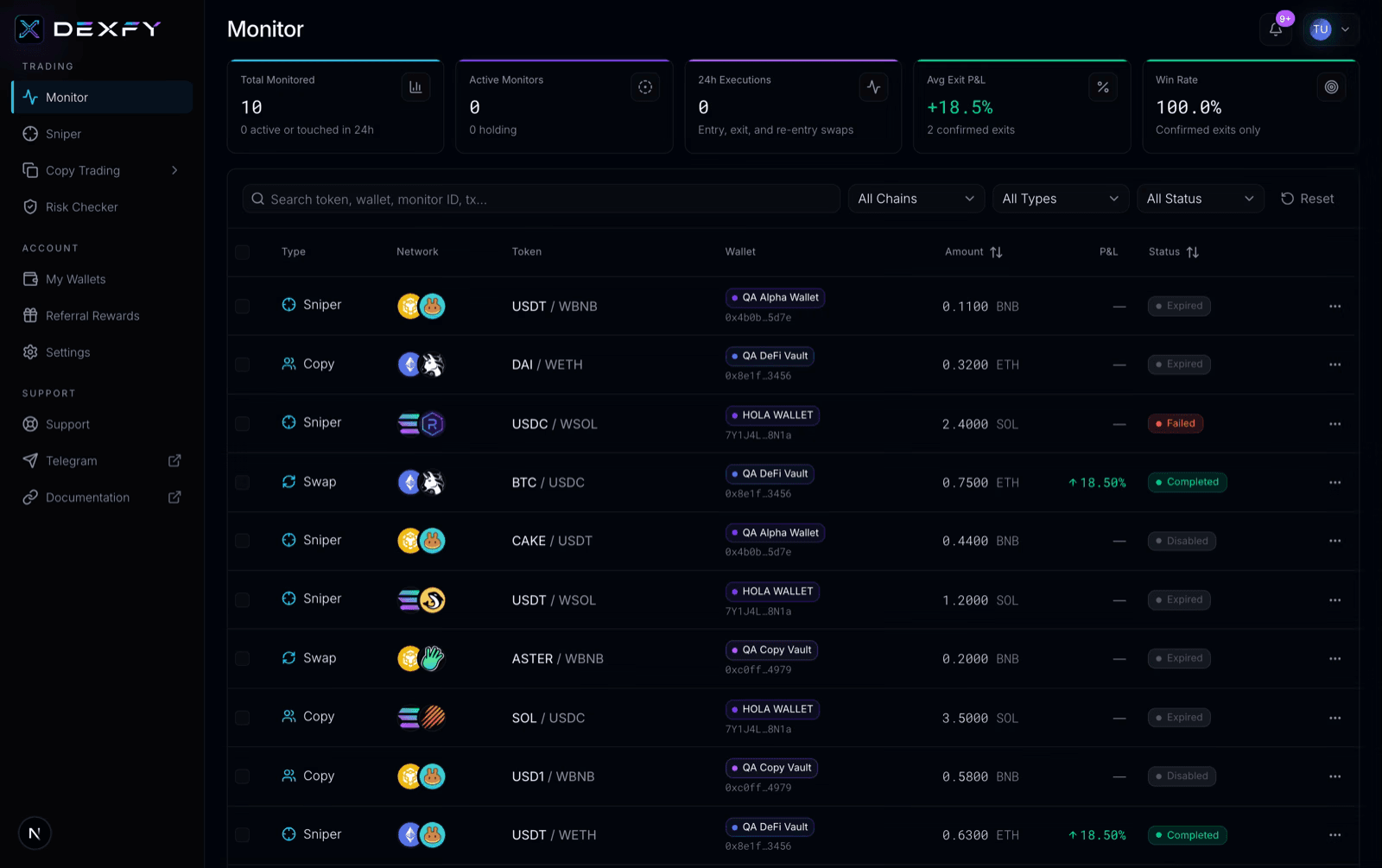 Dexfy dashboard preview
