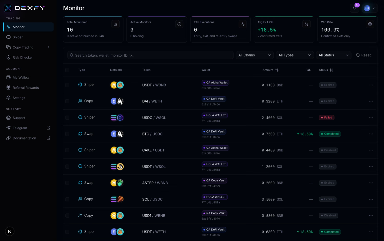 Dexfy dashboard preview